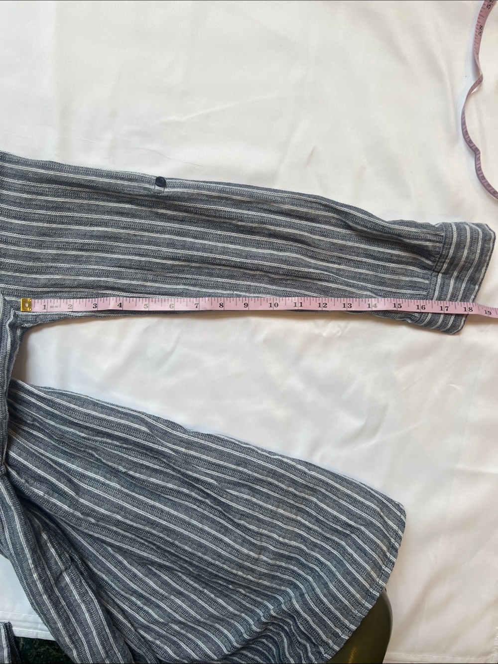 Japna Sz S Striped Button-Front Shirt Dress with Tie Waist - Blue/White - Picture 7 of 8